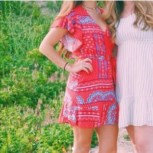 Red Paisley Wrap Dress